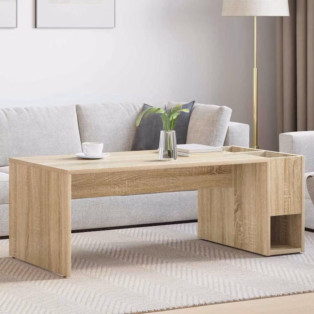vidaXL Tavolino da salotto moderno in legno color rovere, L: 101,5 cm, P: 50 cm, H: 37 cm