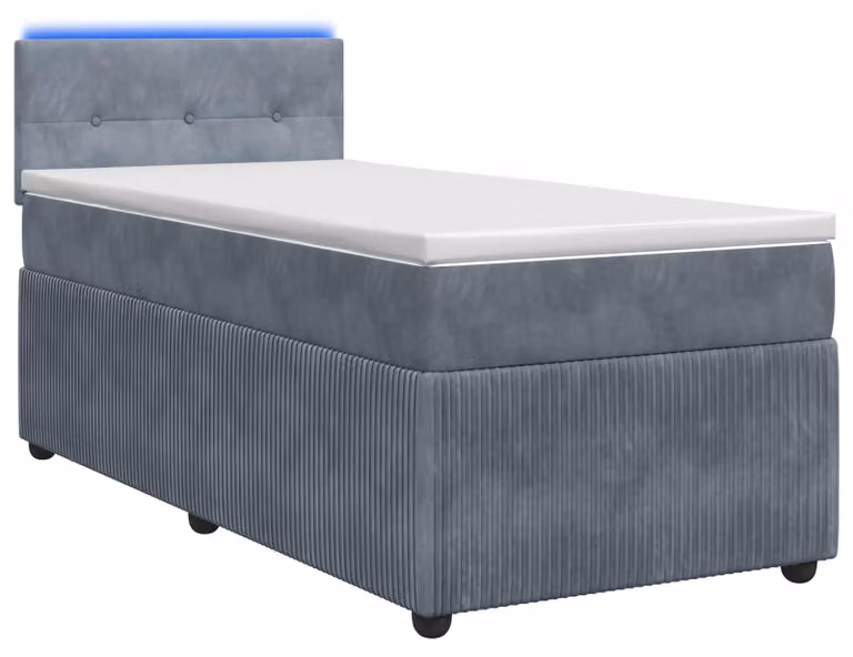 Letto a molle con materasso grigio scuro 100 x 200 cm in velluto