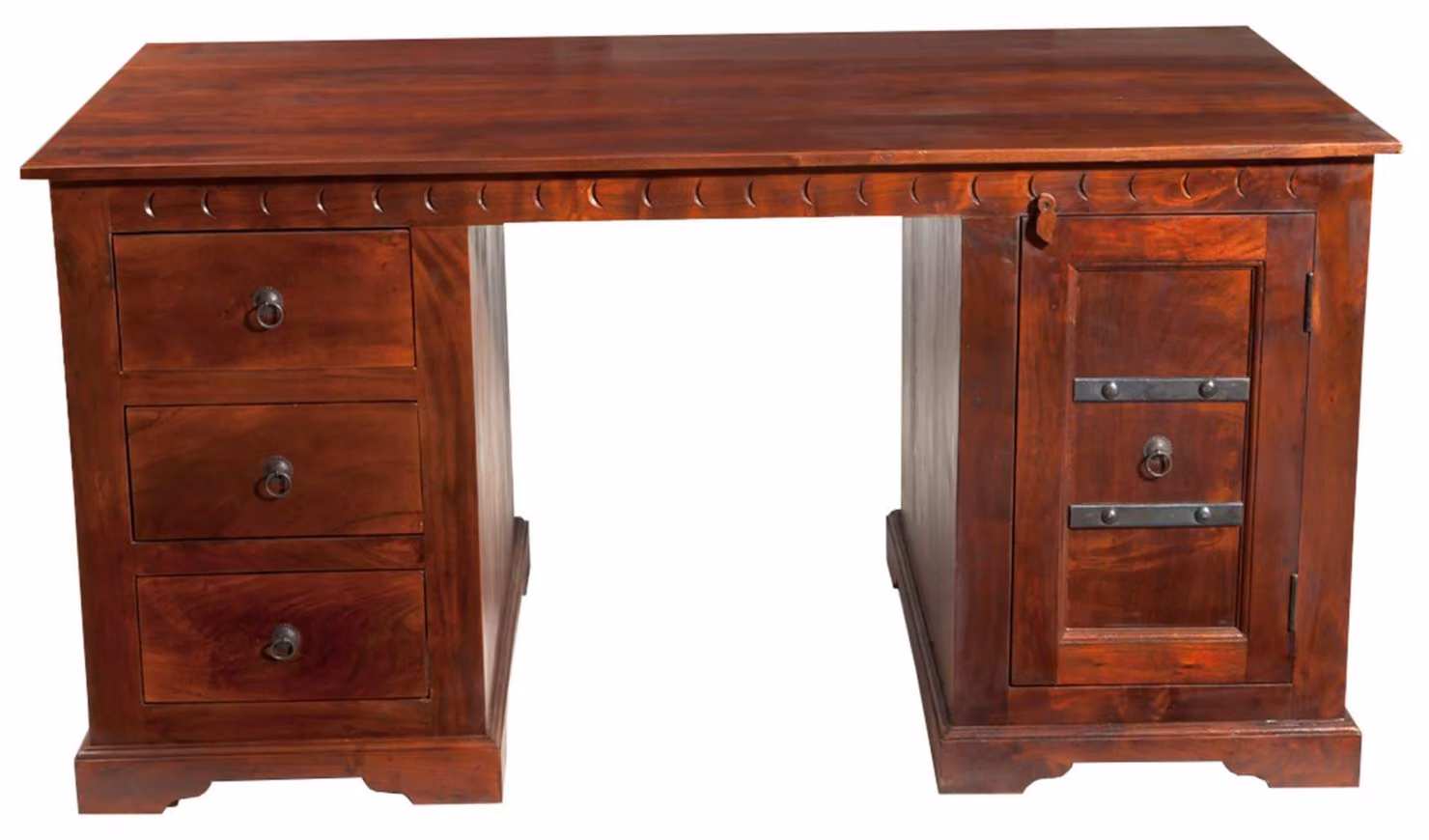 MASSIVMOEBEL24 | scrivania in legno di Acacia 150x85x76 nougat laccato OXFORD #420