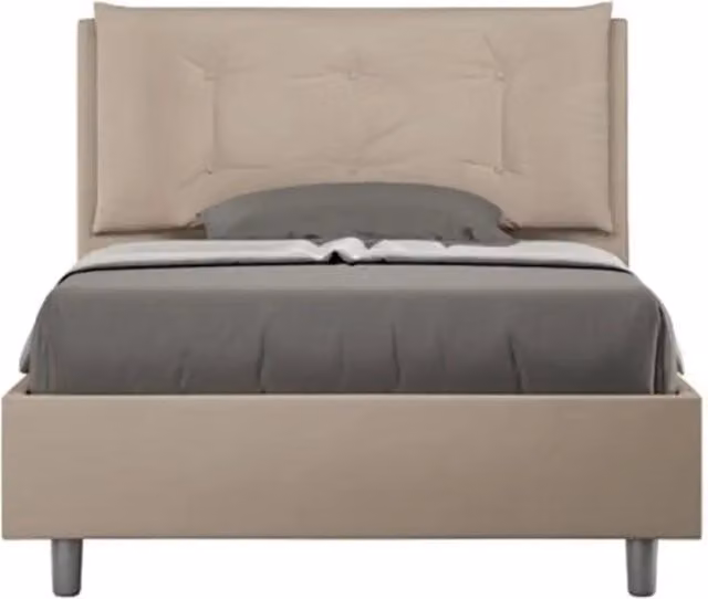 Letto una piazza e mezza senza rete imbottito 120x190 similpelle tortora Annalisa Large
