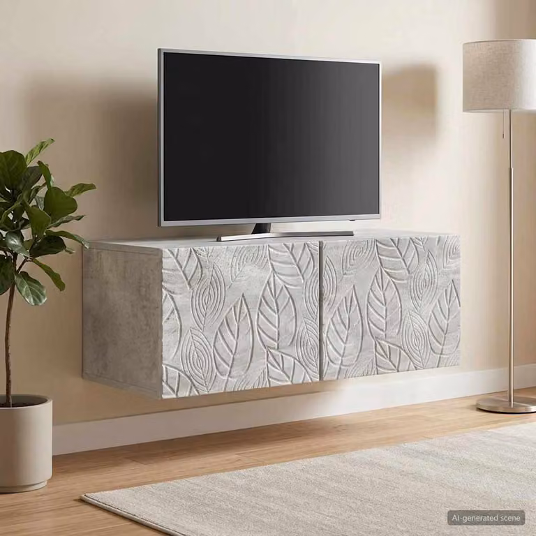 vidaXL Mobile Porta TV da Muro in MDF Grigio con Effetto Vintage L: 78,5 cm, P: 31 cm, H: 30 cm