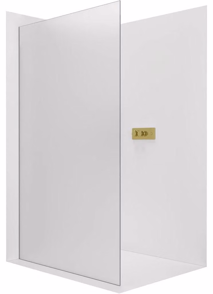 CERANO - Box doccia Walk-in Crystal L/P - 8 mm - sistema senza montanti - dorato, vetro smerigliato - 100x200 cm