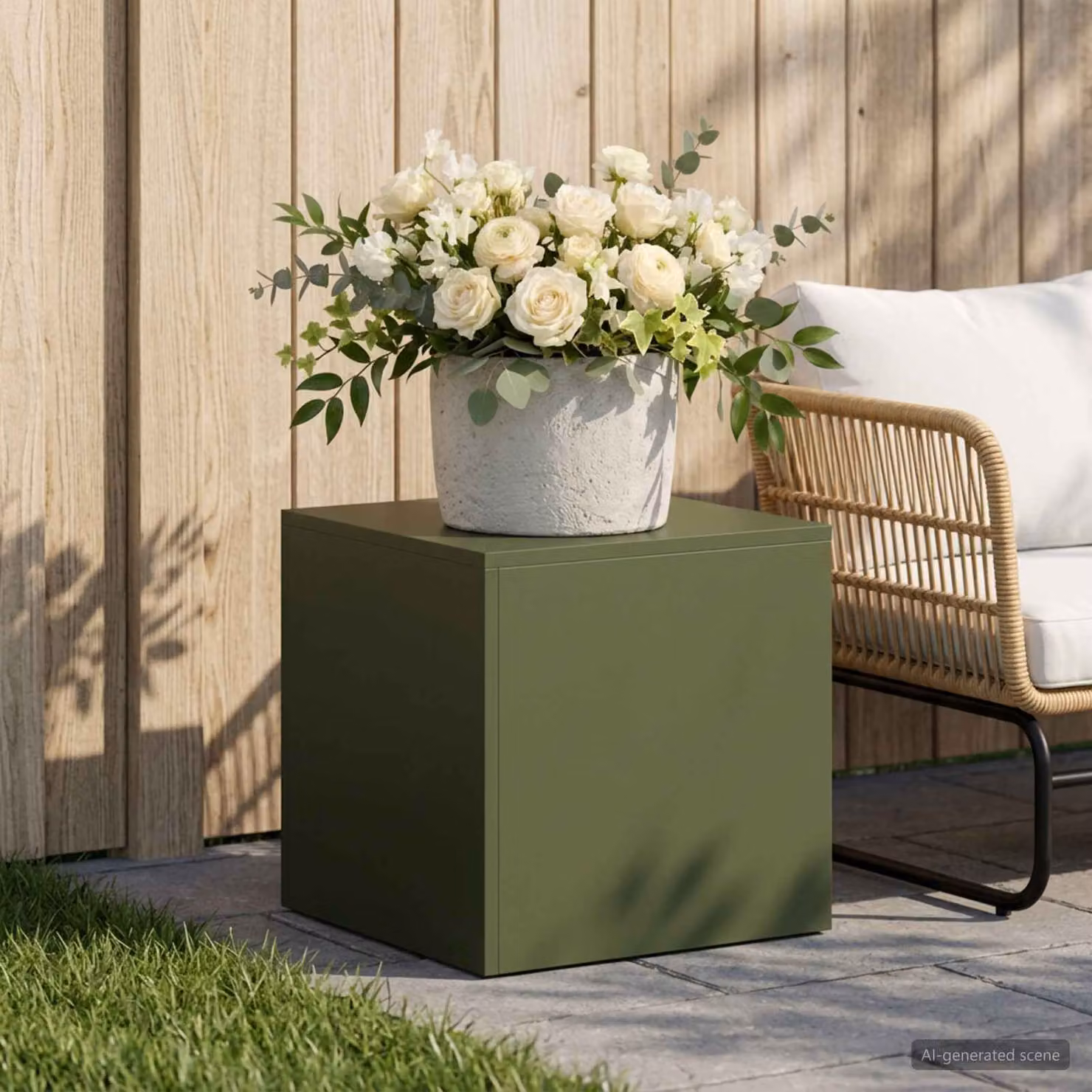 Supporto per piante vidaXL in acciaio Corten colore verde oliva L/P/H: 40 x 40 x 40 cm