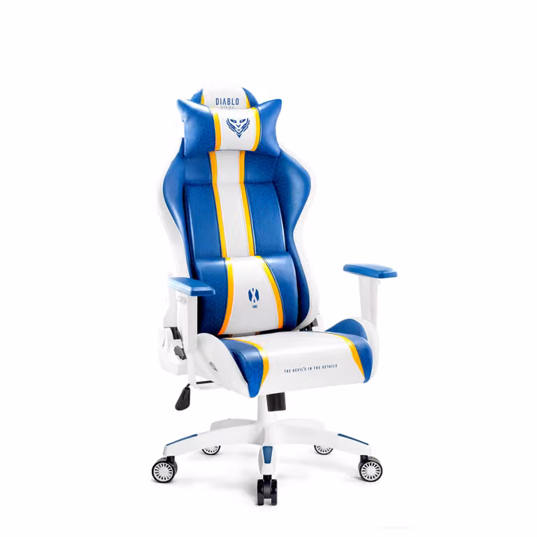 Diablo X-One 2.0 Gaming Chair Sedia da ufficio Sedia da scrivania Braccioli regolabili Design ergonomico Cuscino collo/glutei Aqua Blue Small
