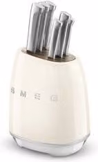Set di coltelli con ceppo Smeg Block 6 pezzi colore beige e bianco
