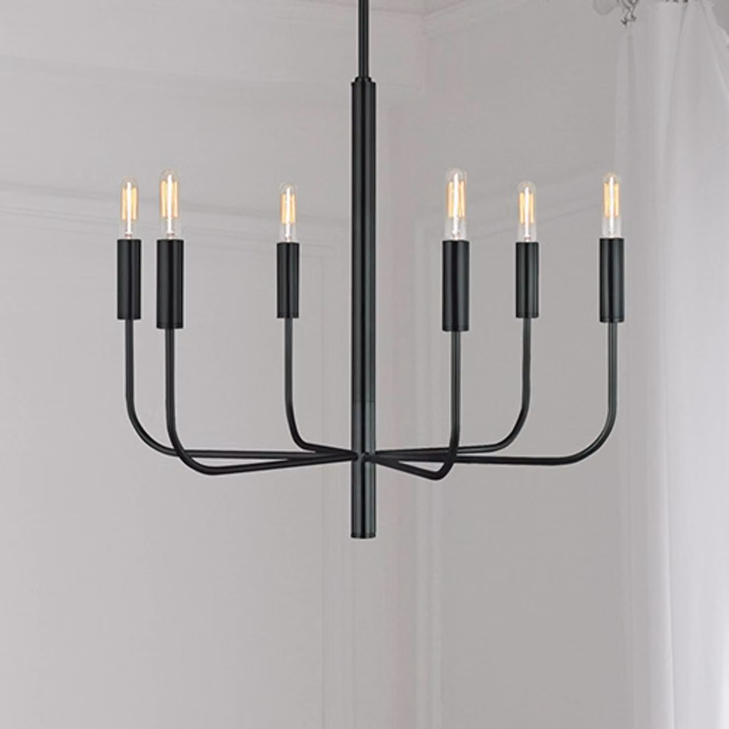 FEISS Lampadario a soffitto Brianna, dimmerabile, Nero, Soggiorno / Sala da pranzo, Metallo, Lampadario