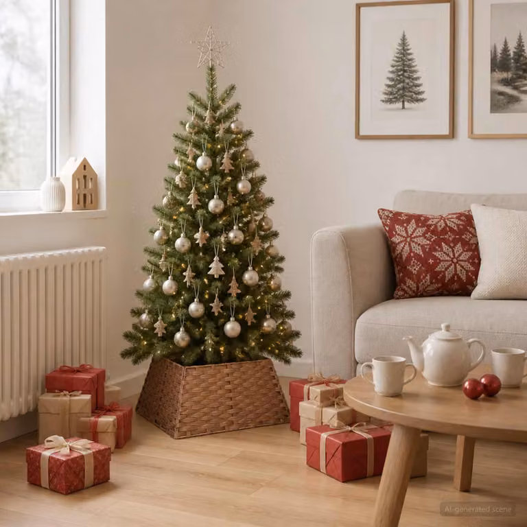 vidaXL Collare per Albero di Natale Quadrato Marrone Chiaro polyrattan