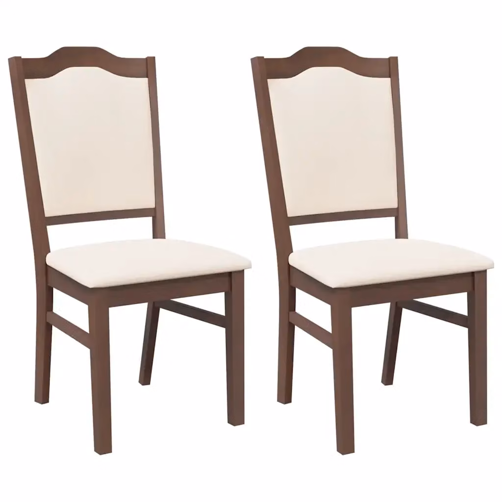 Set di 2 sedie da pranzo vidaXL in legno di Hevea marrone con cuscini in tessuto – 2