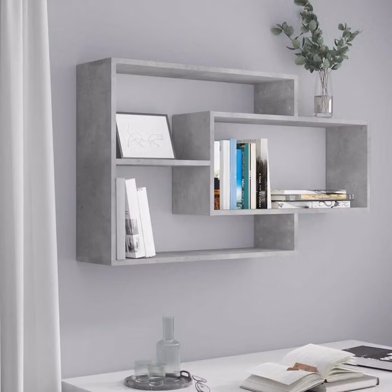 vidaXL Mensole a Muro Grigio L: 104 cm, P: 20 cm, H: 58,5 cm in Legno e MDF