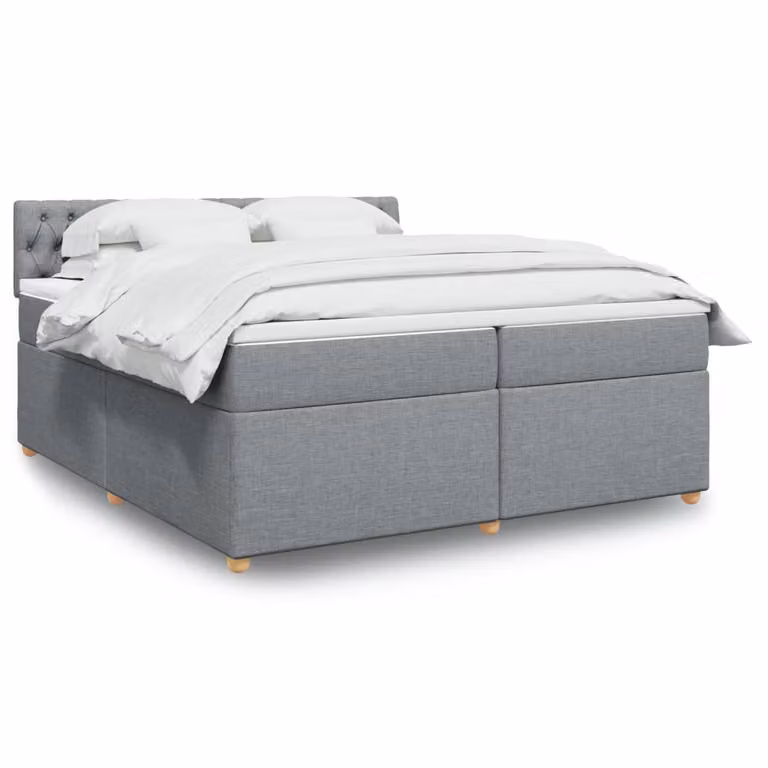 vidaXL Giroletto a Molle con Materasso Ibrido in Tessuto Grigio e Bianco L/P: 200 x 200 cm