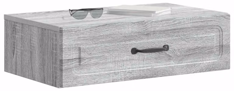 Tavolino da Parete Laterale Grigio Sonoma 59 x 34,5 x 17 cm