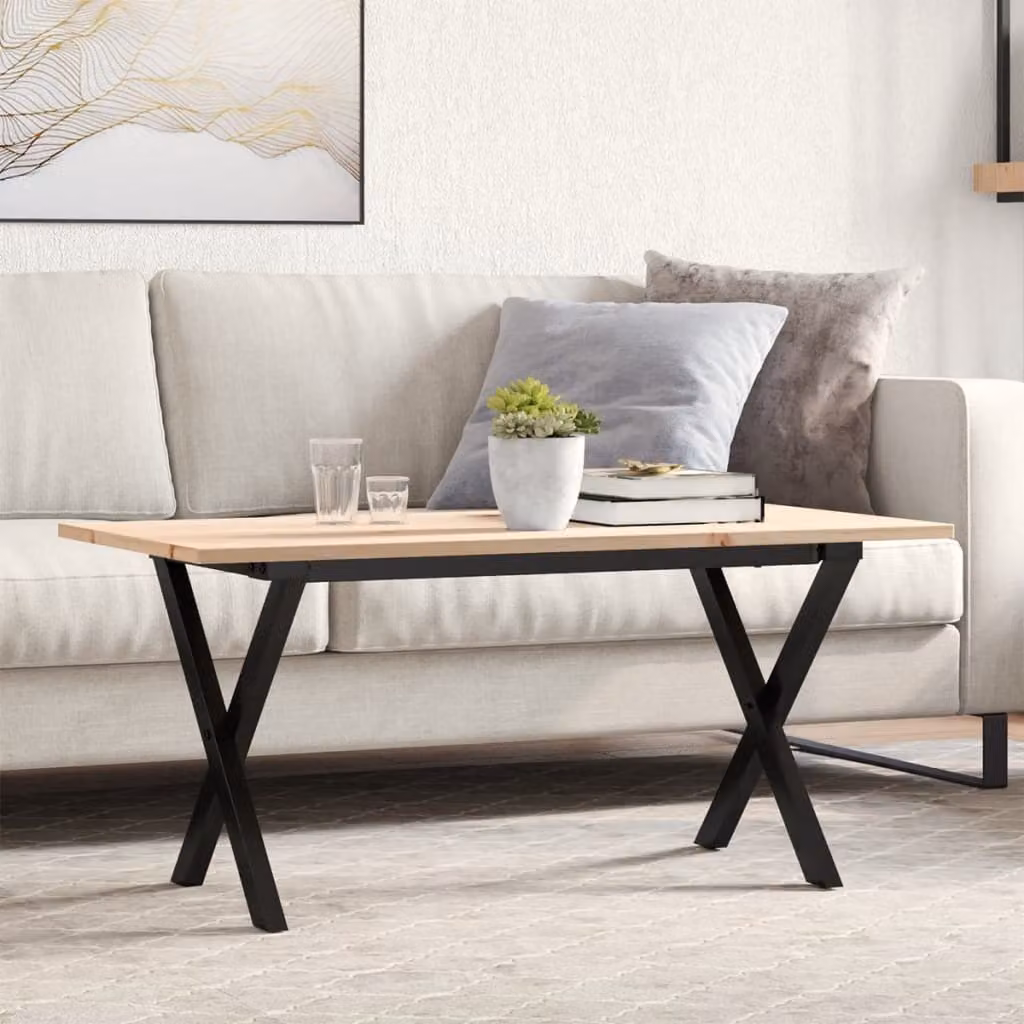 Maison Exclusive - Tavolino da Salotto Telaio a X 90x40x45 cm Legno Pino e Acciaio