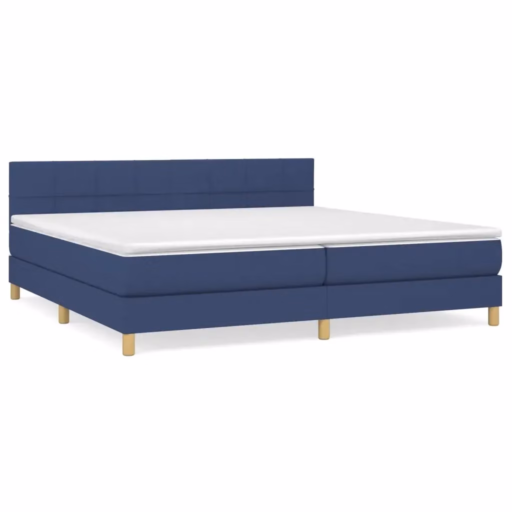 Letto Ibrido vidaXL con Giroletto a Molle e Materasso Blu e Bianco L/P/H: 200 x 200 x 25 cm – 2