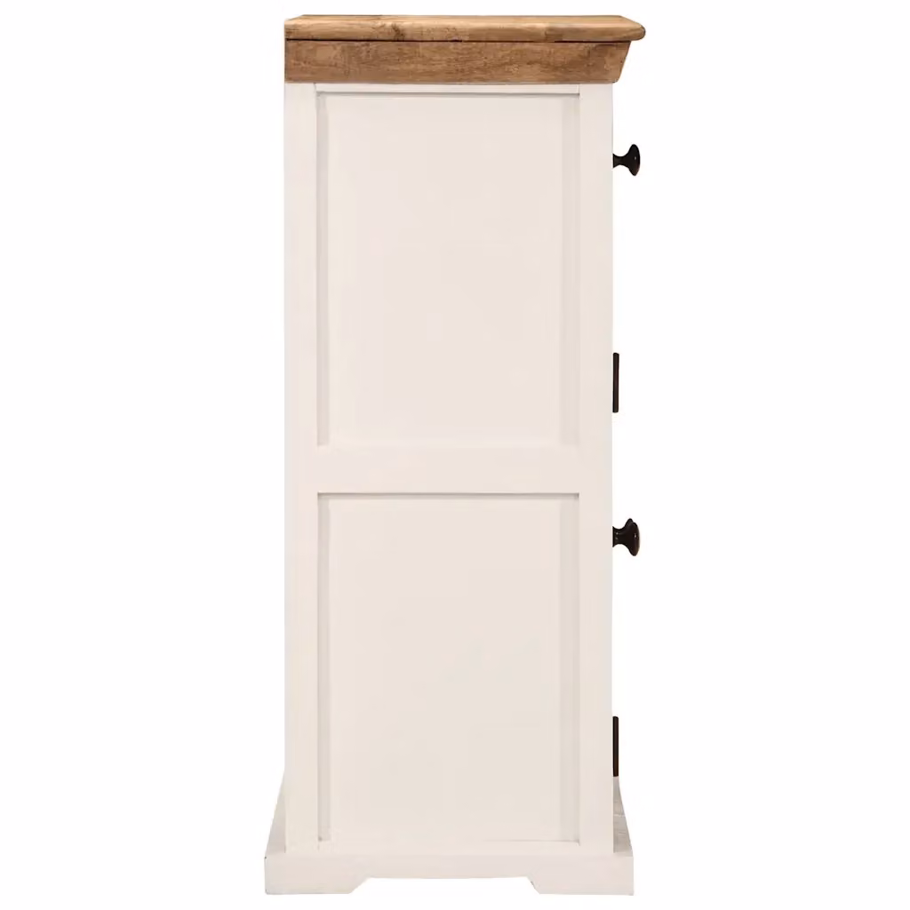 Credenza a parete vidaXL in legno di mango grezzo, bianca e marrone, L 55 cm, P 30 cm, H 73 cm – 2