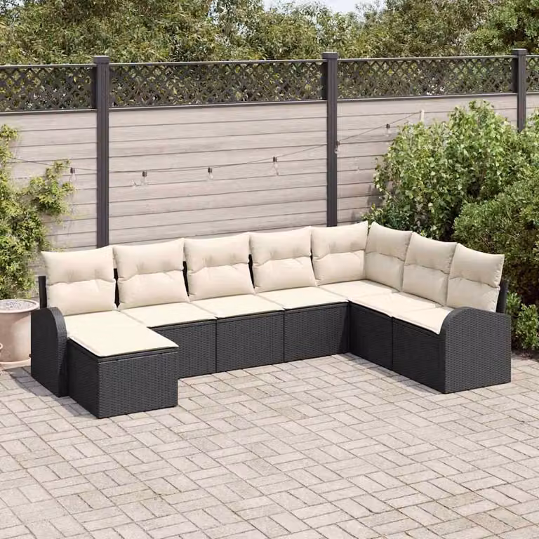 Maison Exclusive - Set di divani con cuscino 8 pcs Nero e Bianco polyrattan
