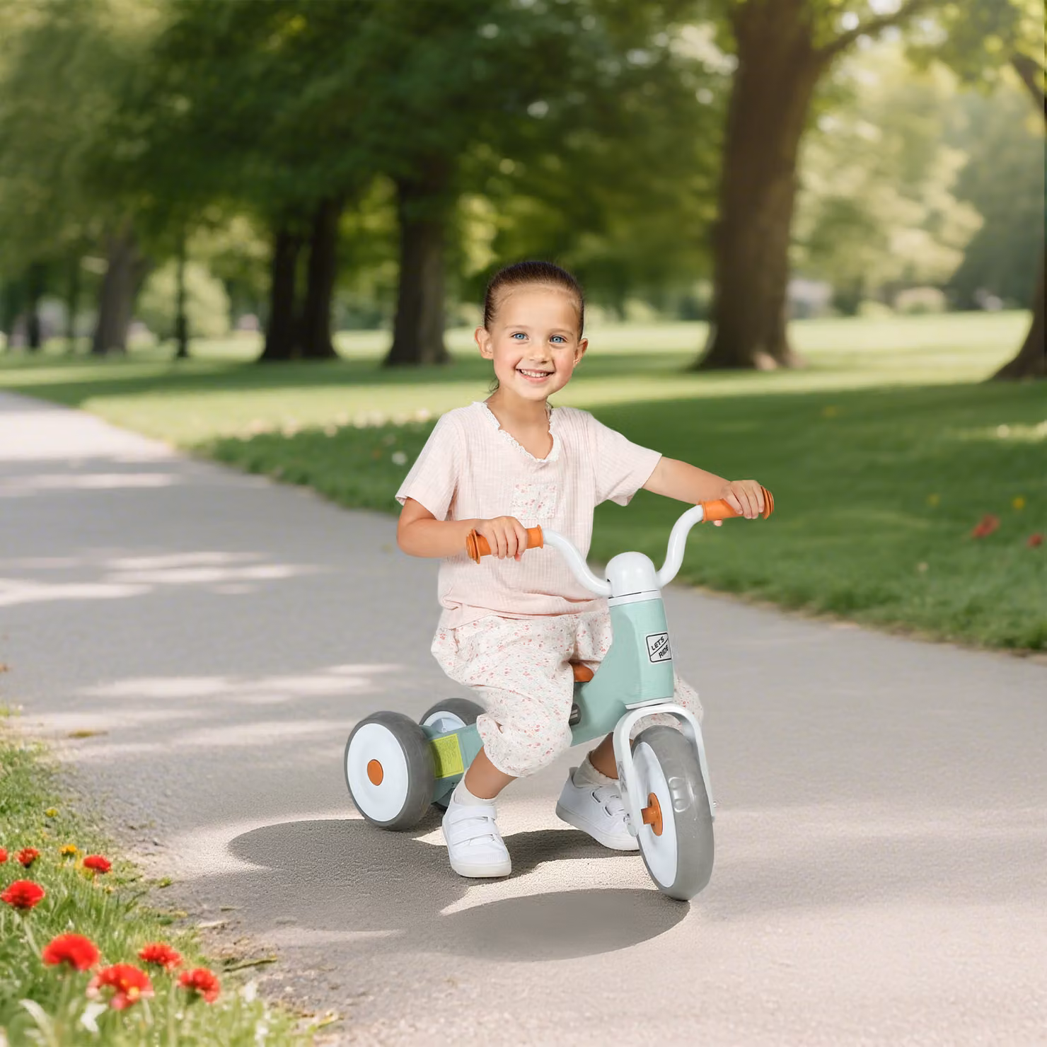 Triciclo per bambini senza pedali AIYAPLAY con 3 ruote silenziose, Verde – 2
