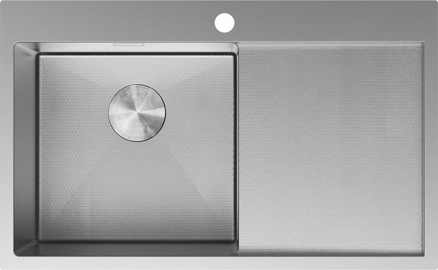 Mexen Exar lavello in acciaio a 1 vasca con scolapiatti, sinistro 780 x 480 mm, inox HC - 6433781010L-01HC