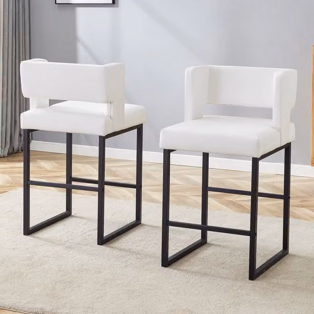 Set di 2 sedie da pranzo moderne MINIMAL bianche con gambe in metallo nero