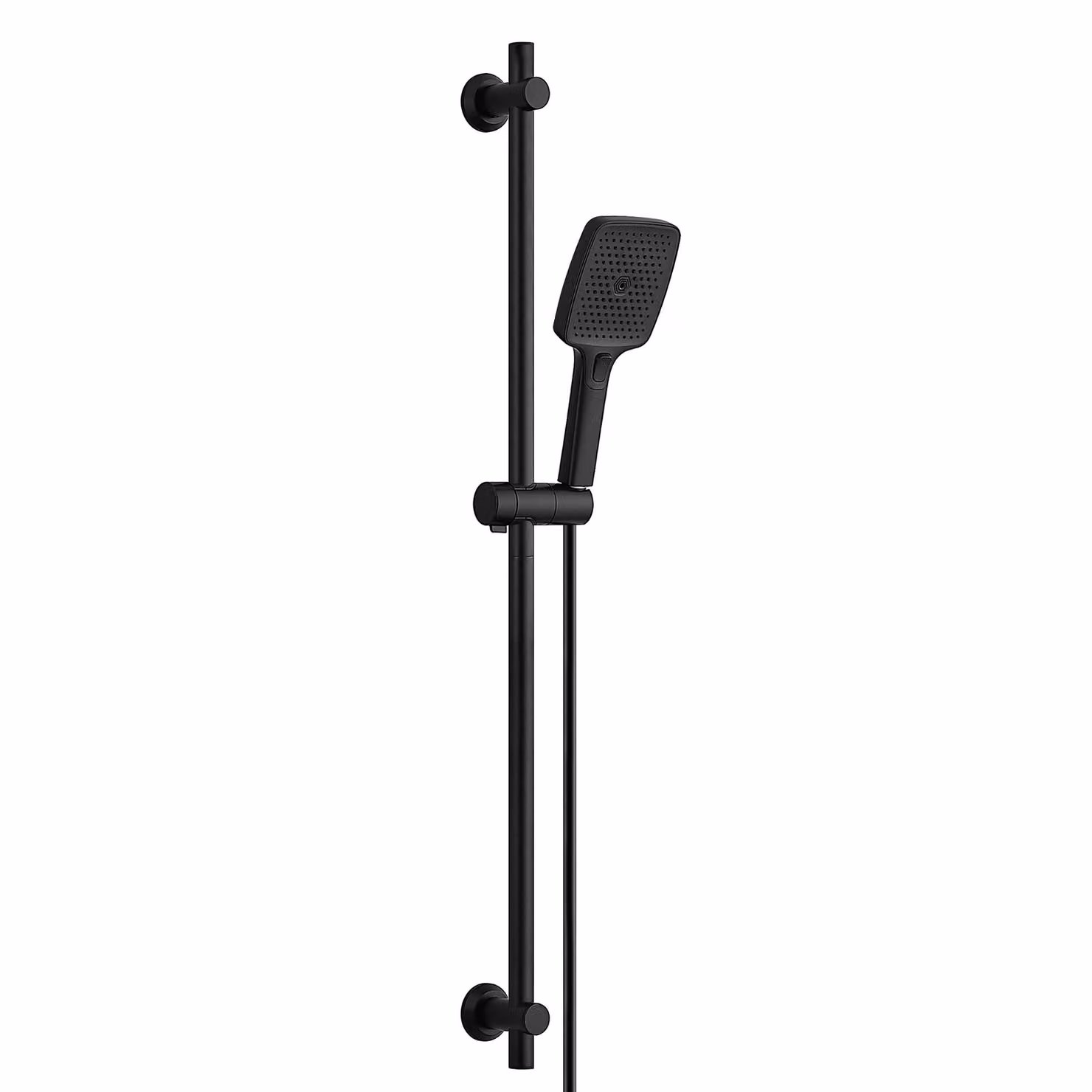 Set JOHO con asta doccia, doccetta, tubo flessibile e supporto; asta doccia in acciaio inossidabile da 100 cm, adatta ai fori già presenti, nero