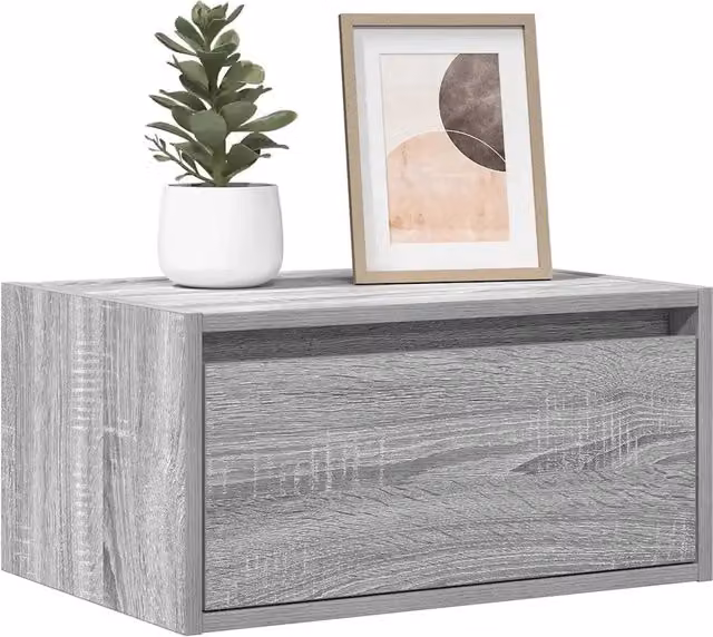 Set di 2 Comodini a Parete Design Mania con Luci LED Integrate Grigio Sonoma