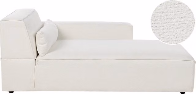 Chaise Lounge sinistra Rivestimento in bouclé beige Gambe sintetiche Soggiorno moderno a sinistra