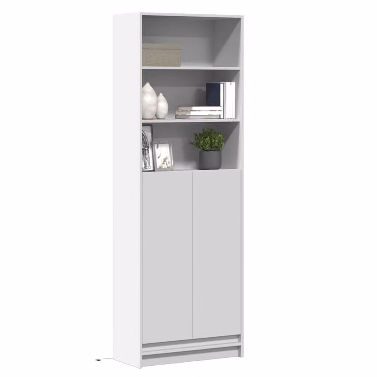 Credenza moderna con LED vidaXL in MDF bianca L: 69 cm, P: 32,5 cm, H: 200 cm