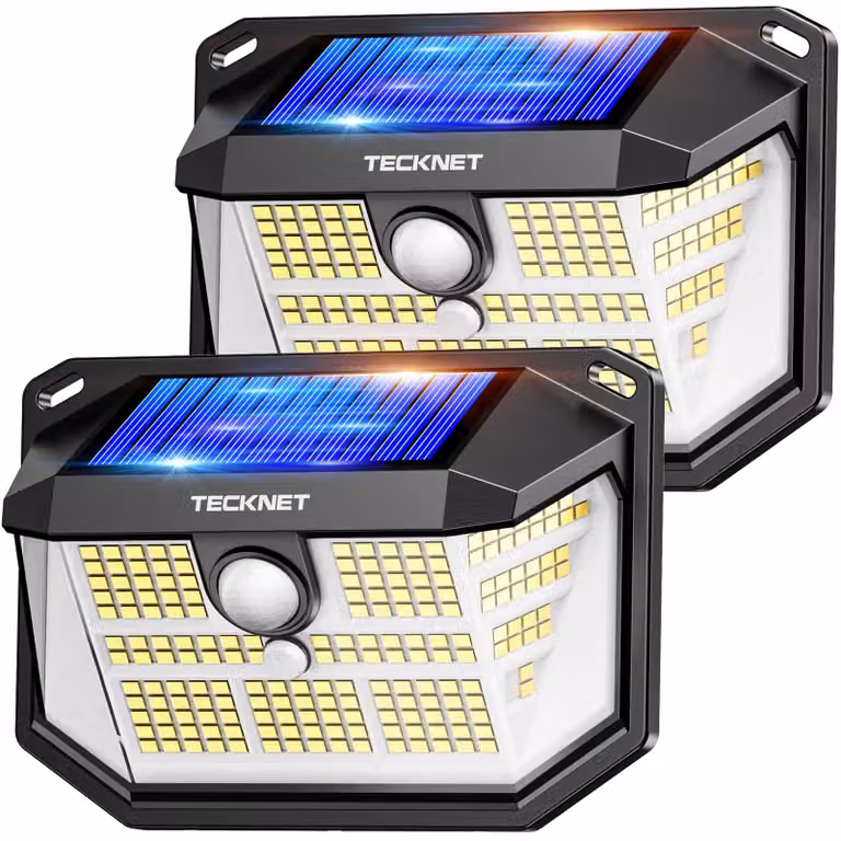 Lampada solare da esterno con 231 LED, angolo di illuminazione di 300°, area di copertura di 35 m², grado di protezione IP65, sensore di movimento, 3 modalità