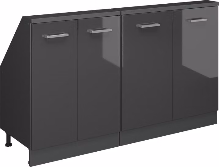 Mobile cucina sottotetto Vicco R-Line Antracite lucido 140 cm Set di 2, Model 58131