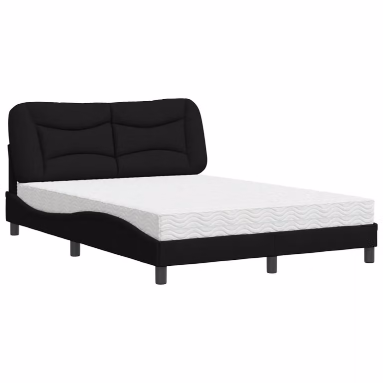 Letto con Materasso Hvar Nero 140x190 cm in Tessuto