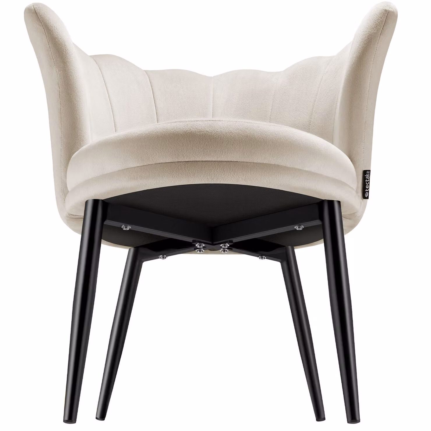 Poltrona Stella tectake in velluto beige e nero con struttura in metallo e legno, design moderno con braccioli, L: 67 cm, P: 64 cm, H: 76 cm – 1