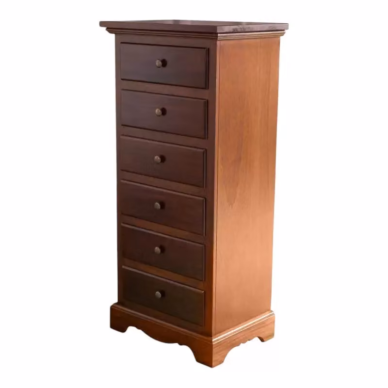 Cassettiera arte povera in legno con 6 cassetti Mobili 2G colore noce L 50 cm, P 35 cm, H 105 cm – 2