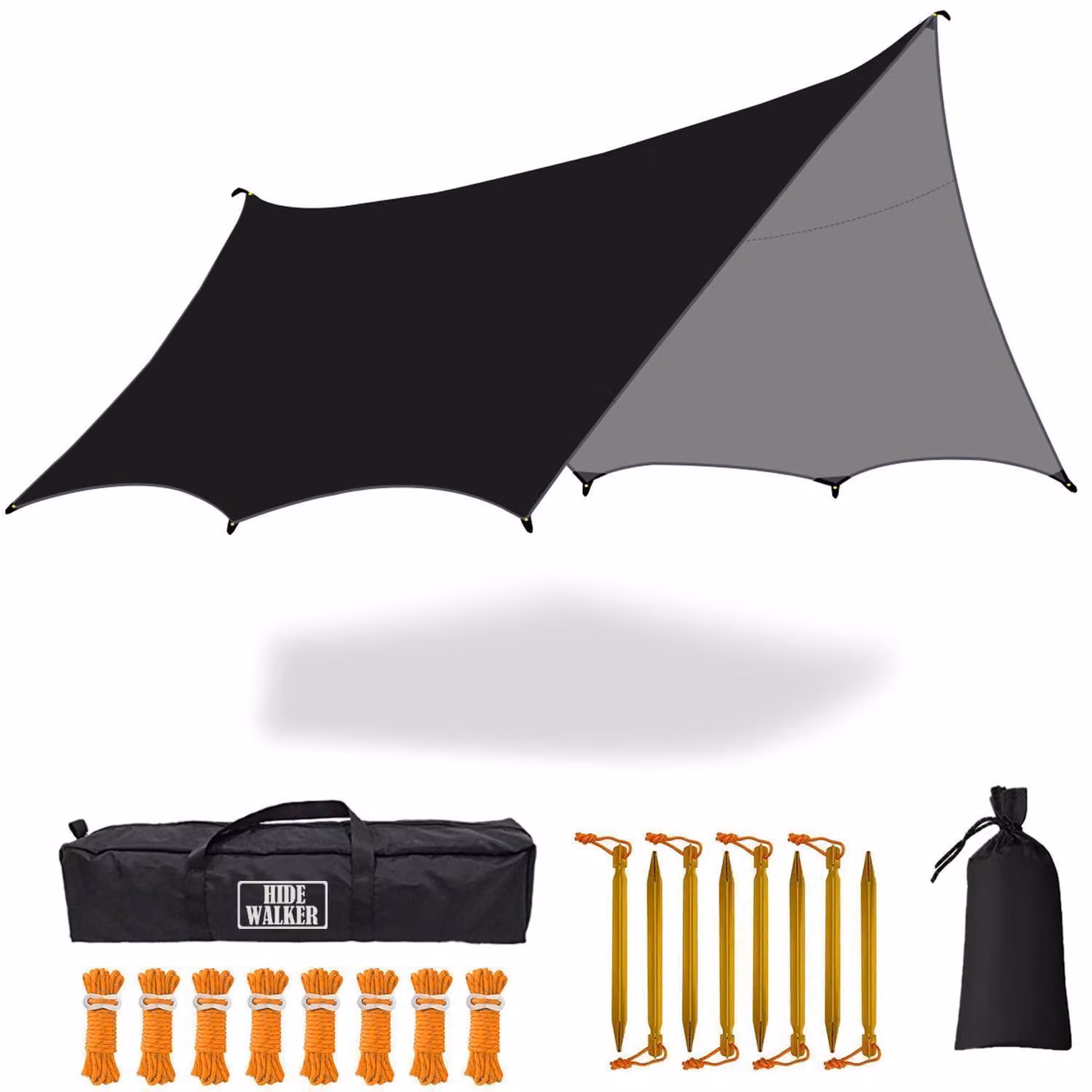 Tenda esagonale, dimensioni 5,1 x 55,1 metri, impermeabile, per 8-10 persone, colore nero