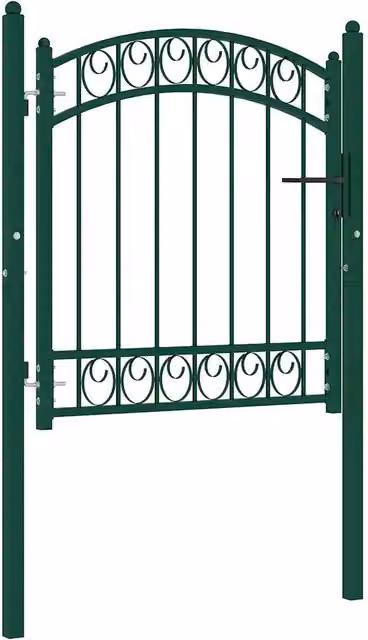 Cancello singolo per recinzione vidaXL in acciaio verde, bloccabile, H: 86 cm, L: 100 cm