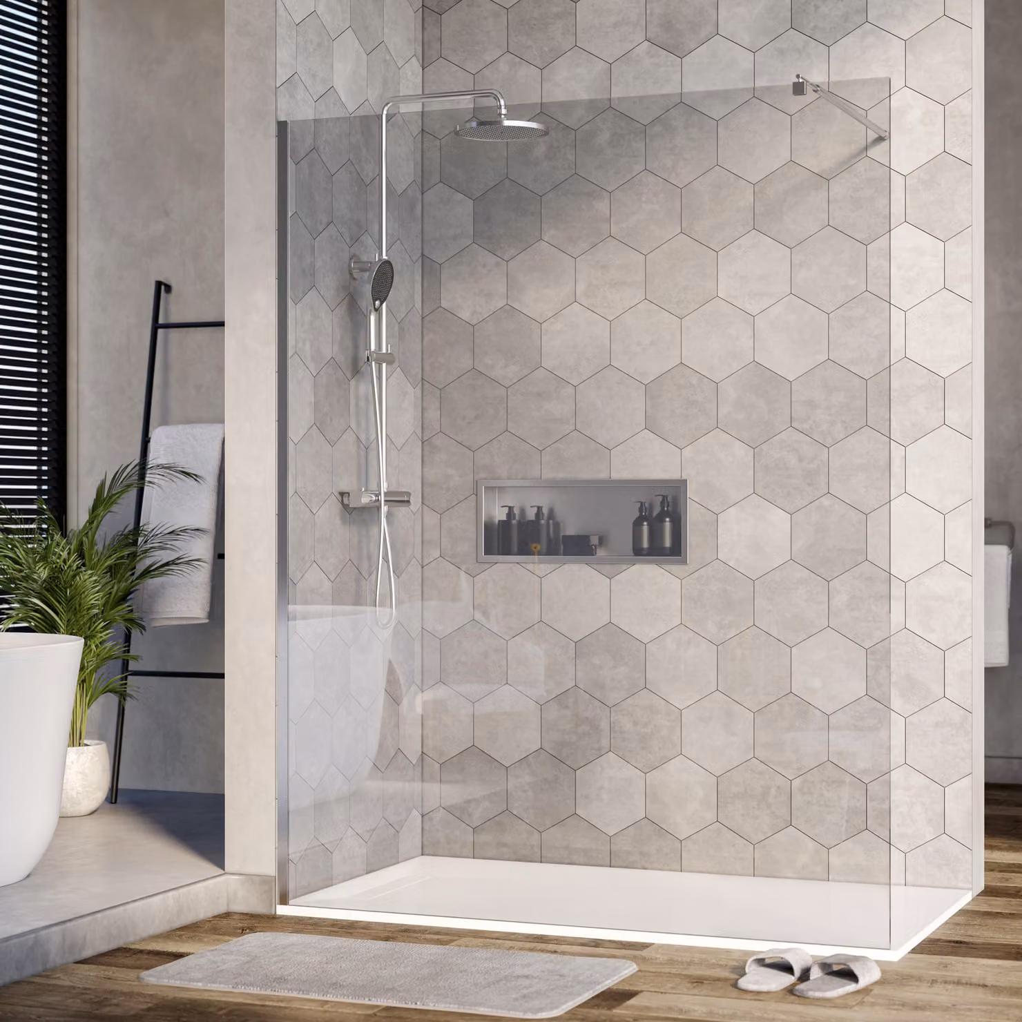 Cabina doccia Walk-In Nano real glass EX101 - vetro trasparente - 10 mm - profilo parete cromo - larghezza selezionabile, larghezza Walk-In:1500mm