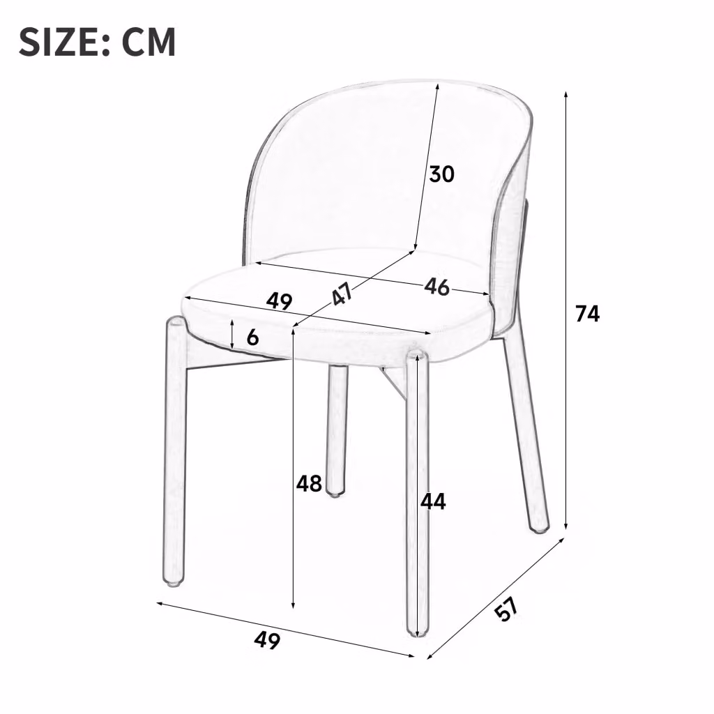 Set di 6 sedie da pranzo moderne WISHDOR in legno di frassino e gomma, rivestimento in lino beige, colore marrone opaco – 2