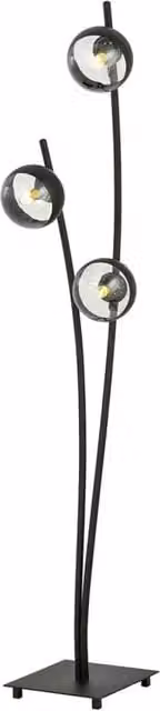 Piantana Contemporaneo Oceano Acciaio Nero Trasparente 3 Luci E14 Ip20