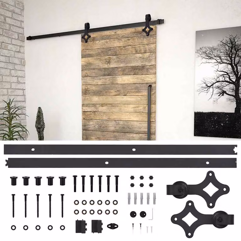 vidaXL Kit di Binari per Porte Scorrevoli SKIEN in Acciaio Nero Opaco