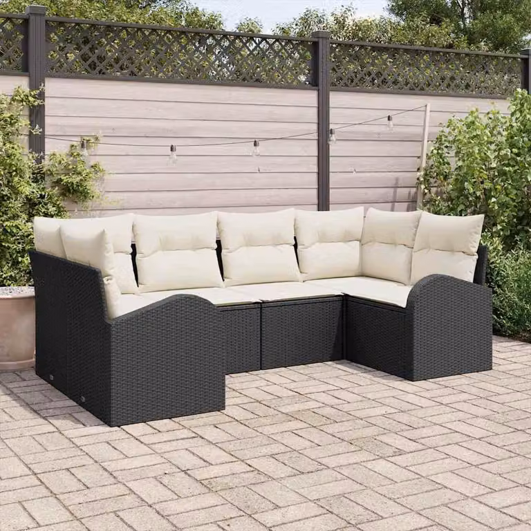 Maison Exclusive - Set Divano da Giardino 6 pcs Nero e Bianco polyrattan