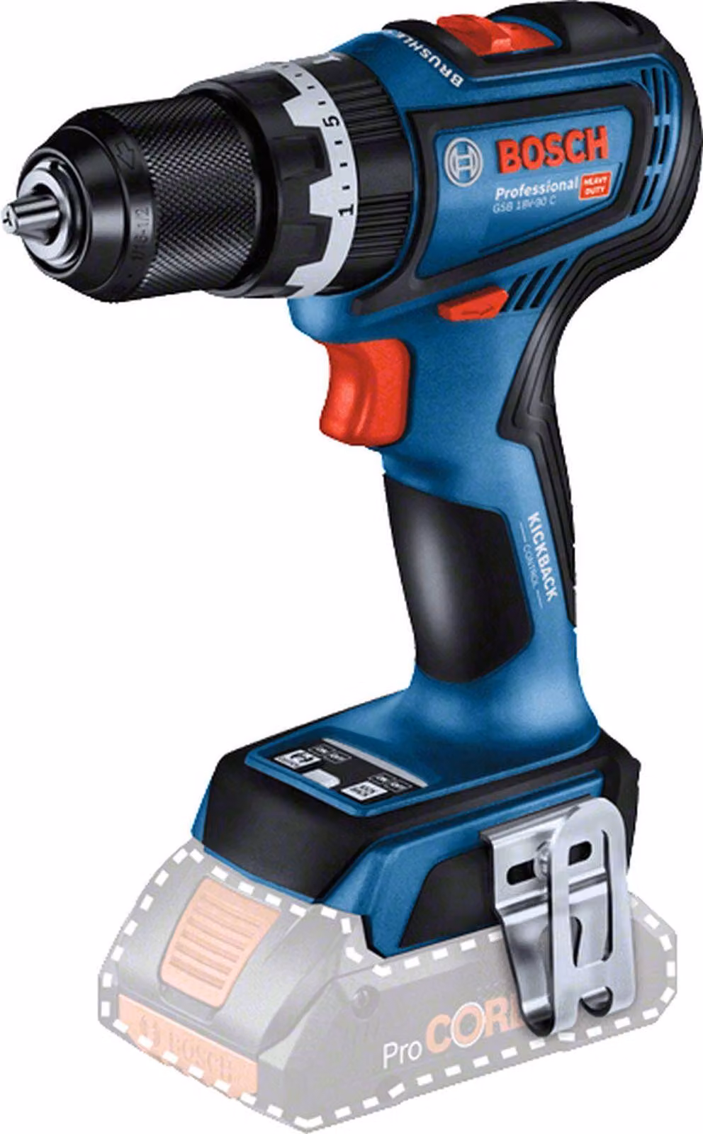 BOSCH Professional 06019K6102 BOSCH Professional GSB 18V-90 C Akku-Schlagbohrschrauber-Set 18,0 V, ohne Akku