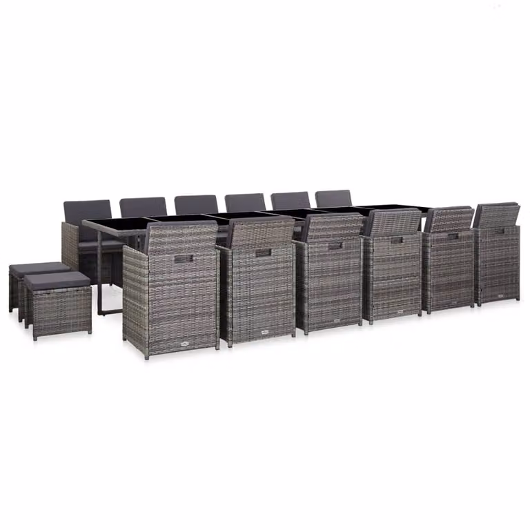 Maison Exclusive - Set da giardino completo per 17 persone, con cuscini, in rattan sintetico grigio