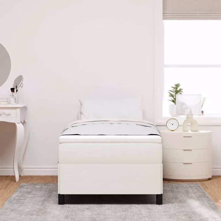 Letto a molle moderno vidaXL in tessuto beige con struttura in legno e materiali misti L/P: 190 x 90 cm