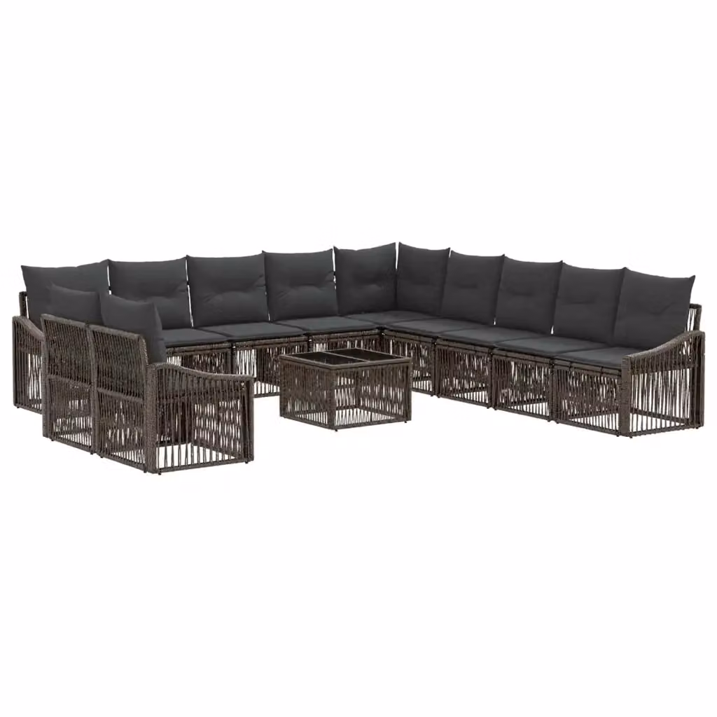 Set Divano da Giardino a Forma di U con Tavolino da Caffè vidaXL, 12 Pezzi, Grigio – 2