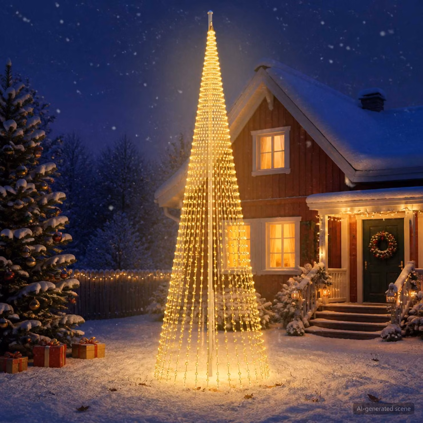 vidaXL Luci per albero di Natale con picchetti e asta per bandiera