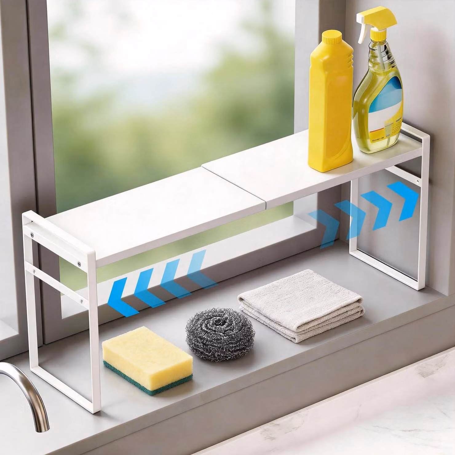 Organizzatore estraibile per scaffali della cucina, colore bianco, dimensioni 35-60 cm