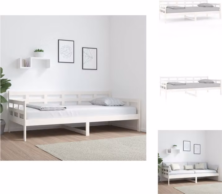 vidaXL Letto da giorno in pino massiccio bianco 90x200 cm - Letti e strutture letto