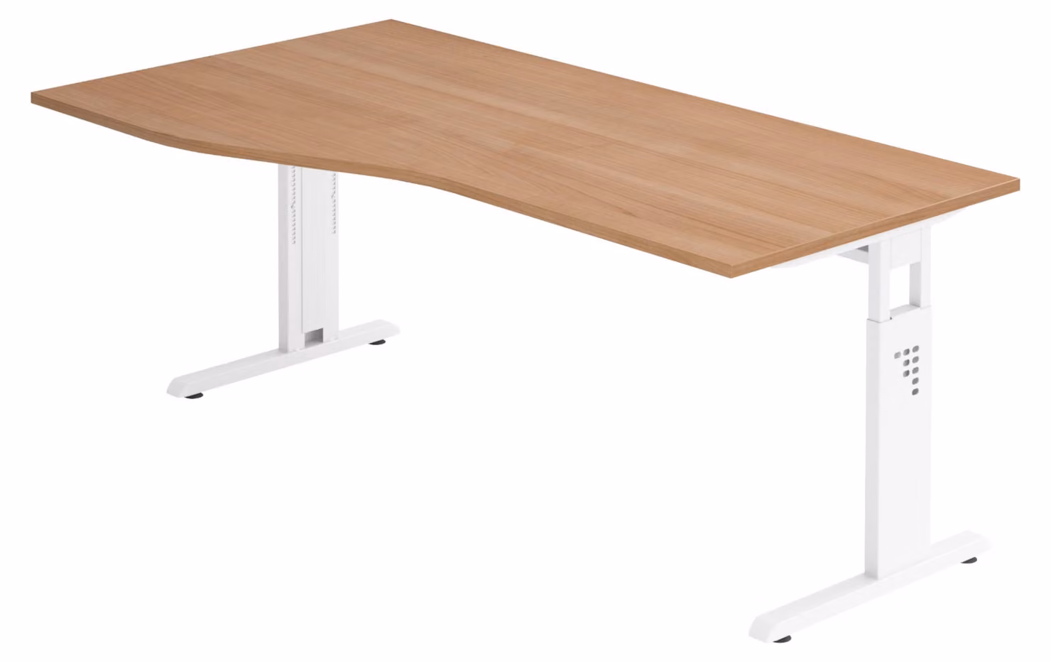 bümö Scrivania Serie-O - Decorazione: noce, dimensioni: 180 x 100 cm, struttura: bianco