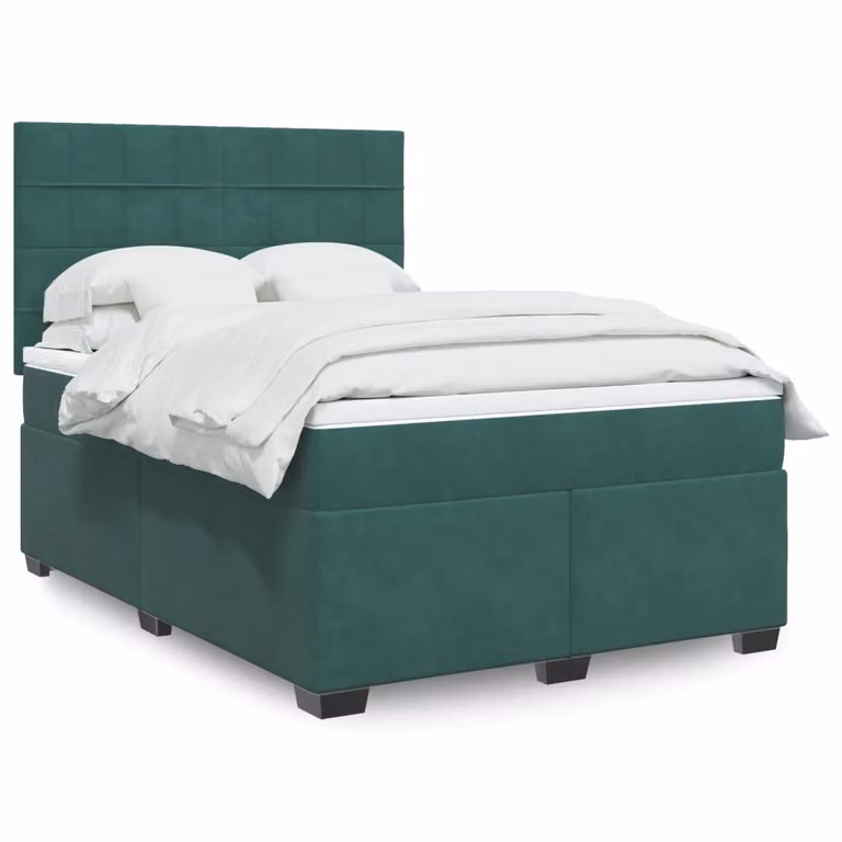 Maison Exclusive - Giroletto a Molle con Materasso Verde Scuro 140x190 cm Velluto