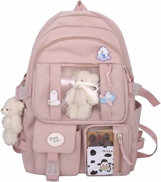 Borsa da Spalla per Ragazze con Accessori e Pendenti Kawaii per la Scuola