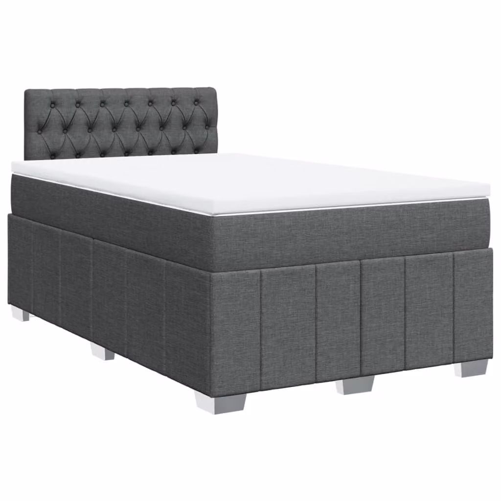 Giroletto a Molle con Materasso Grigio Scuro 120x190cm Tessuto