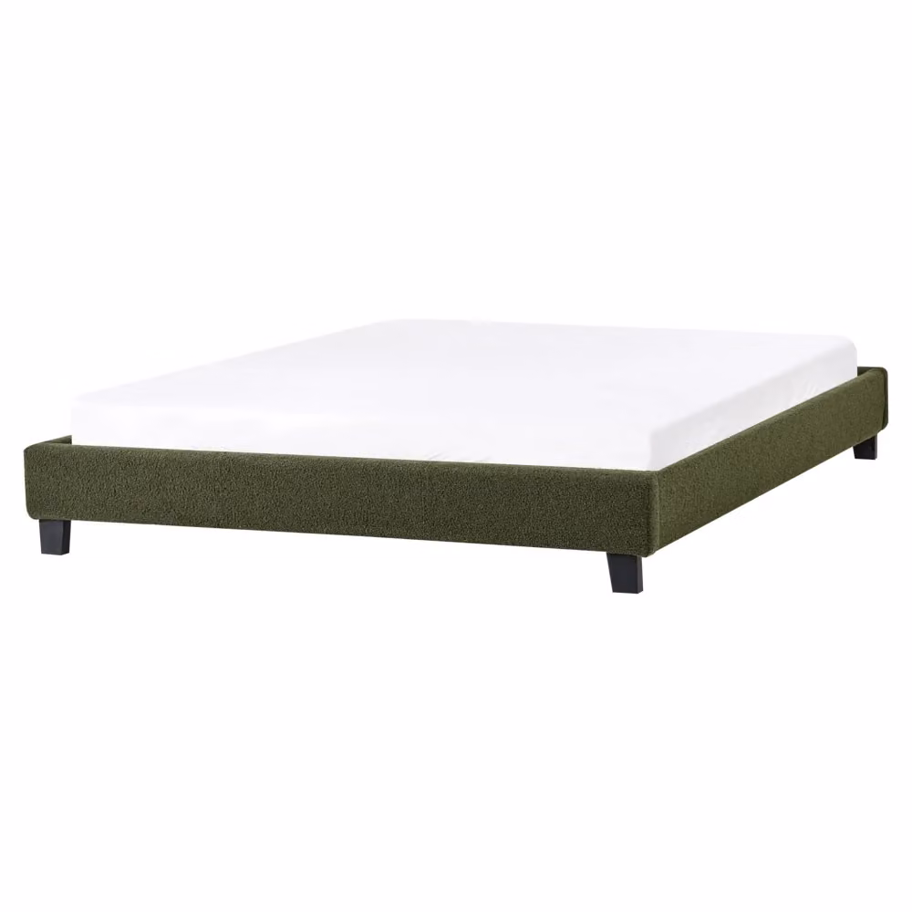 Letto matrimoniale Beliani in bouclé verde con rete a doghe in legno e struttura imbottita stile moderno L/P: 160 x 200 cm – 2